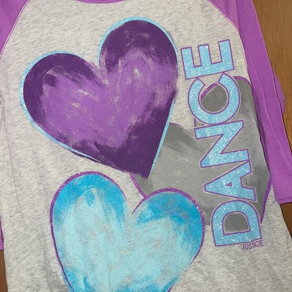 •JUSTICE• “DANCE” 3/4 length sleeve top. Size 16. Excellent condition like new - Picture 4 of 6